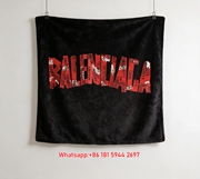 Balenciaga Red Security Tape Font Flannel Sofa Throw Blanket BA155